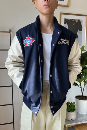 Toronto Blue Jays Patch Letterman-Jacke - Marineblau und Creme 