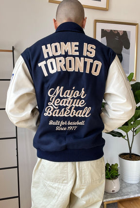 Toronto Blue Jays Patch Letterman-Jacke - Marineblau und Creme 