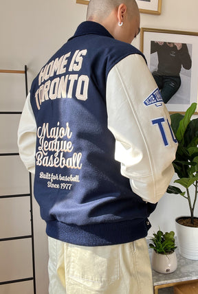 Toronto Blue Jays Patch Letterman-Jacke - Marineblau und Creme 