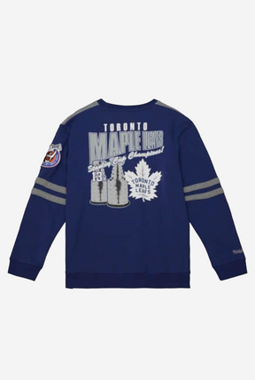 Toronto Maple Leafs All Over Crewneck 2.0 - Grey/Royal Blue