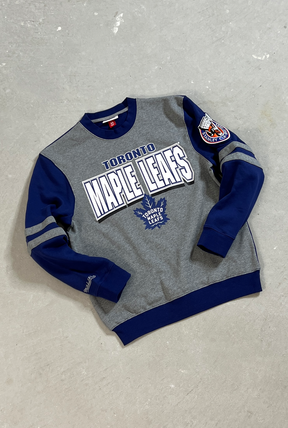 Toronto Maple Leafs All Over Crewneck 2.0 - Grey/Royal Blue