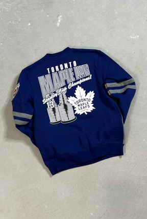 Toronto Maple Leafs All Over Crewneck 2.0 - Grey/Royal Blue