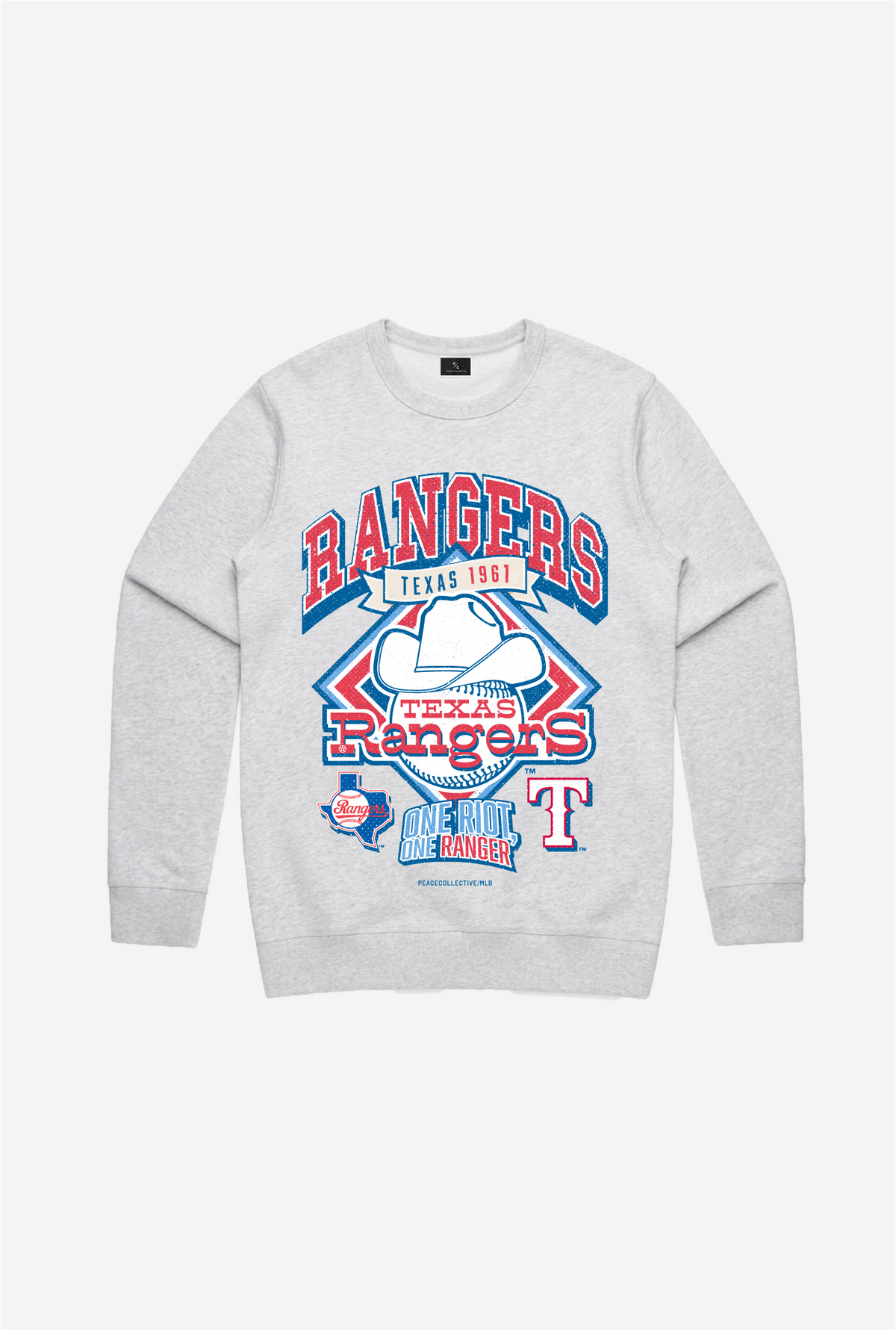 Texas Rangers Vintage Cooperstown Collection Crewneck - Ash