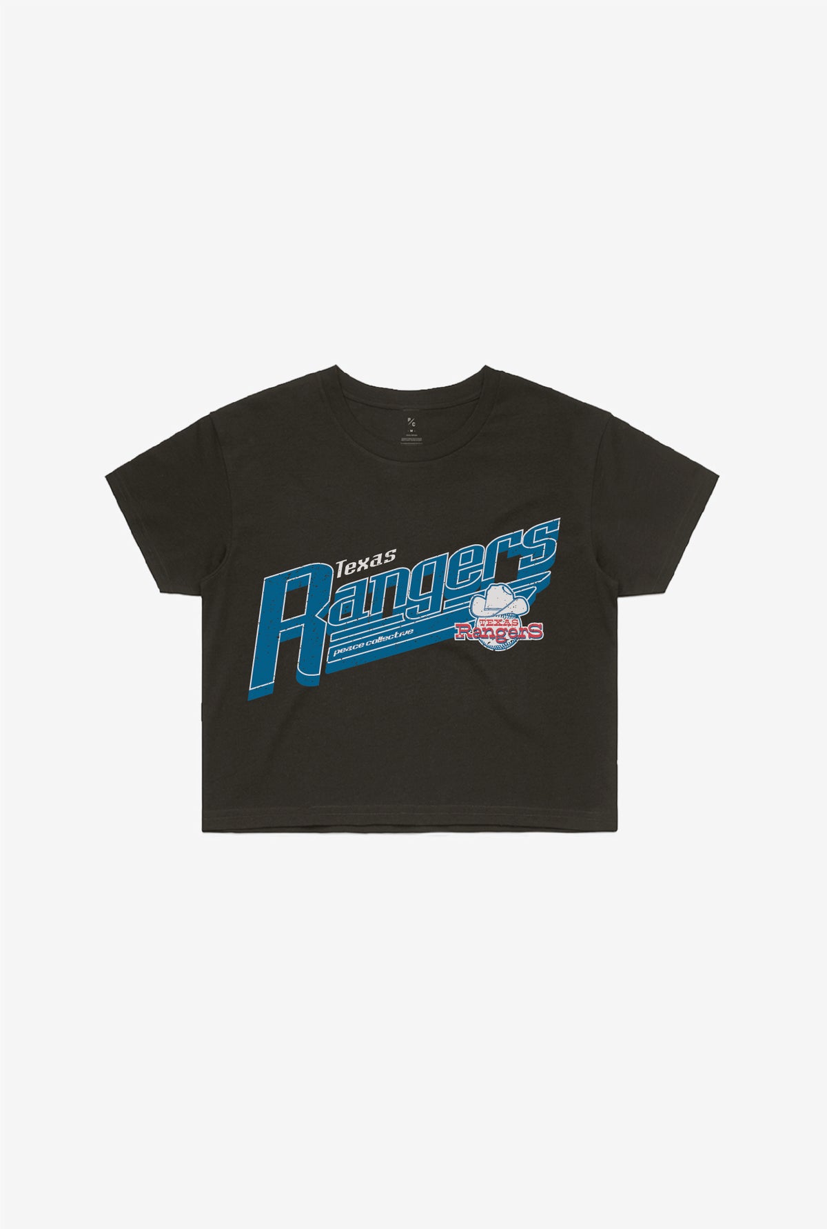 Texas Rangers Vintage Cropped T-Shirt - Black