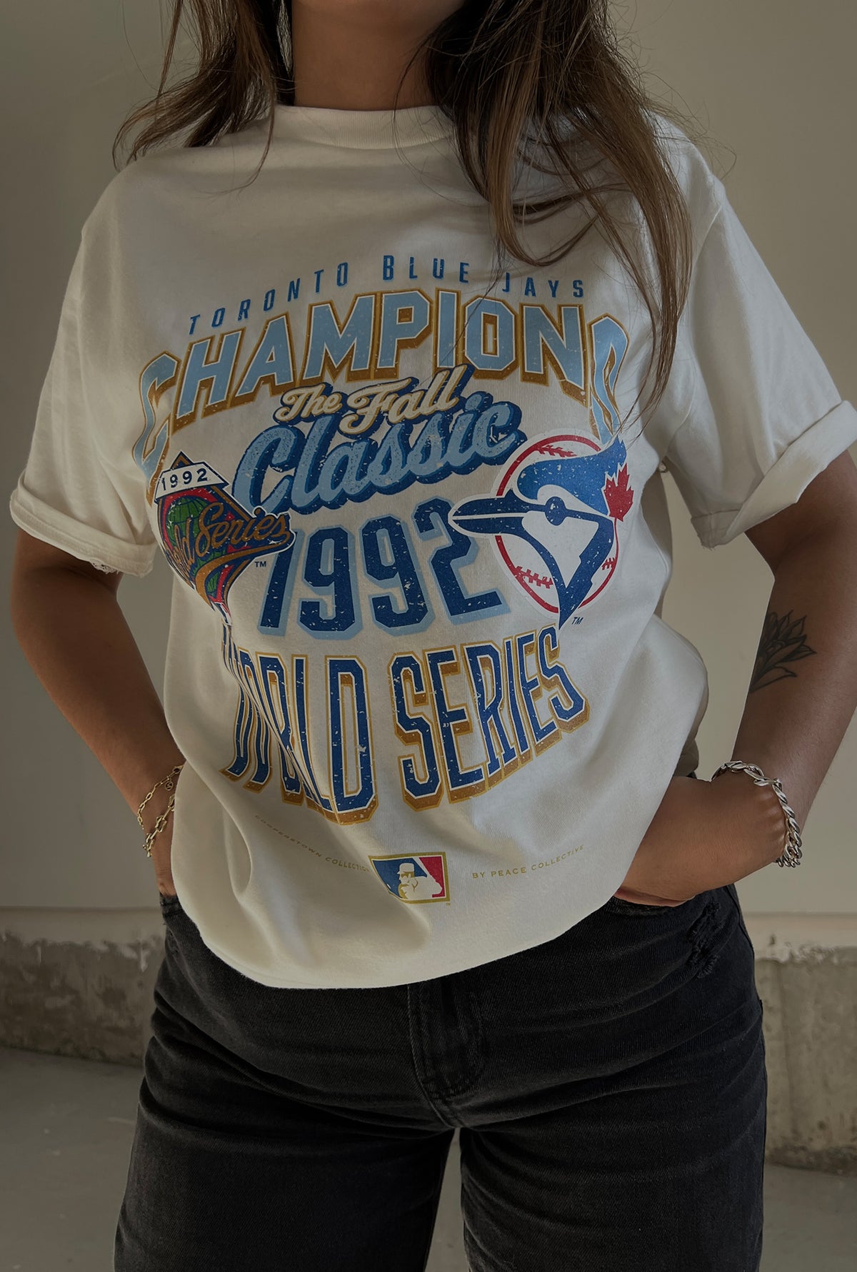 Toronto Blue Jays 1992 World Series Cooperstown Collection Premium T-Shirt - Natur