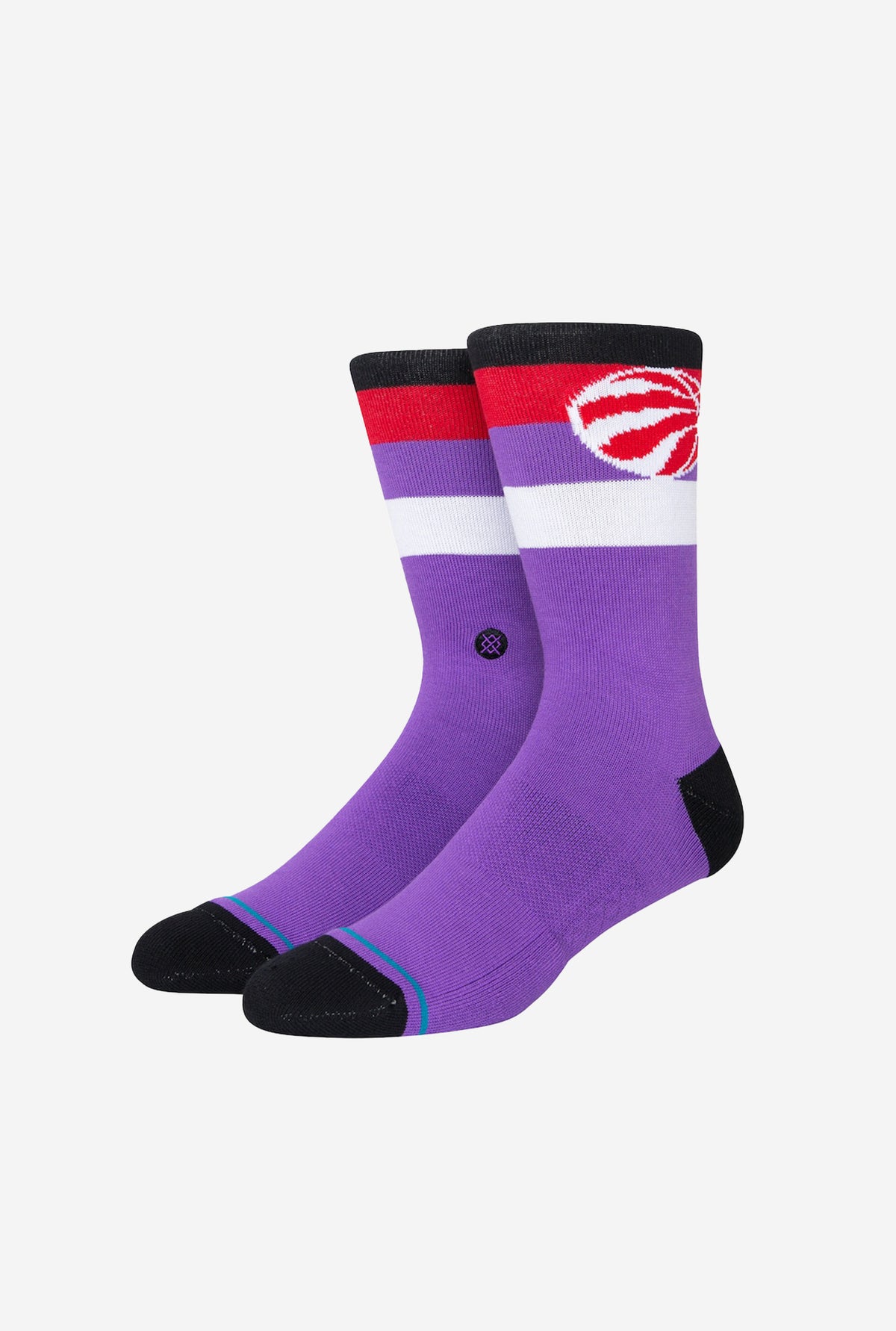 Toronto Raptors Stripe Crew Socks - Red/Purple