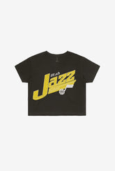 Utah Jazz Pigment Dye Cropped T-Shirt - Black