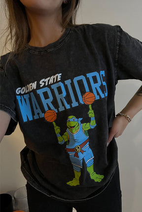 P/C x TMNT Golden State Warriors Stonewash T-Shirt - Black