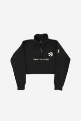Toronto Raptors Cropped 1/4 Zip Sweater - Black