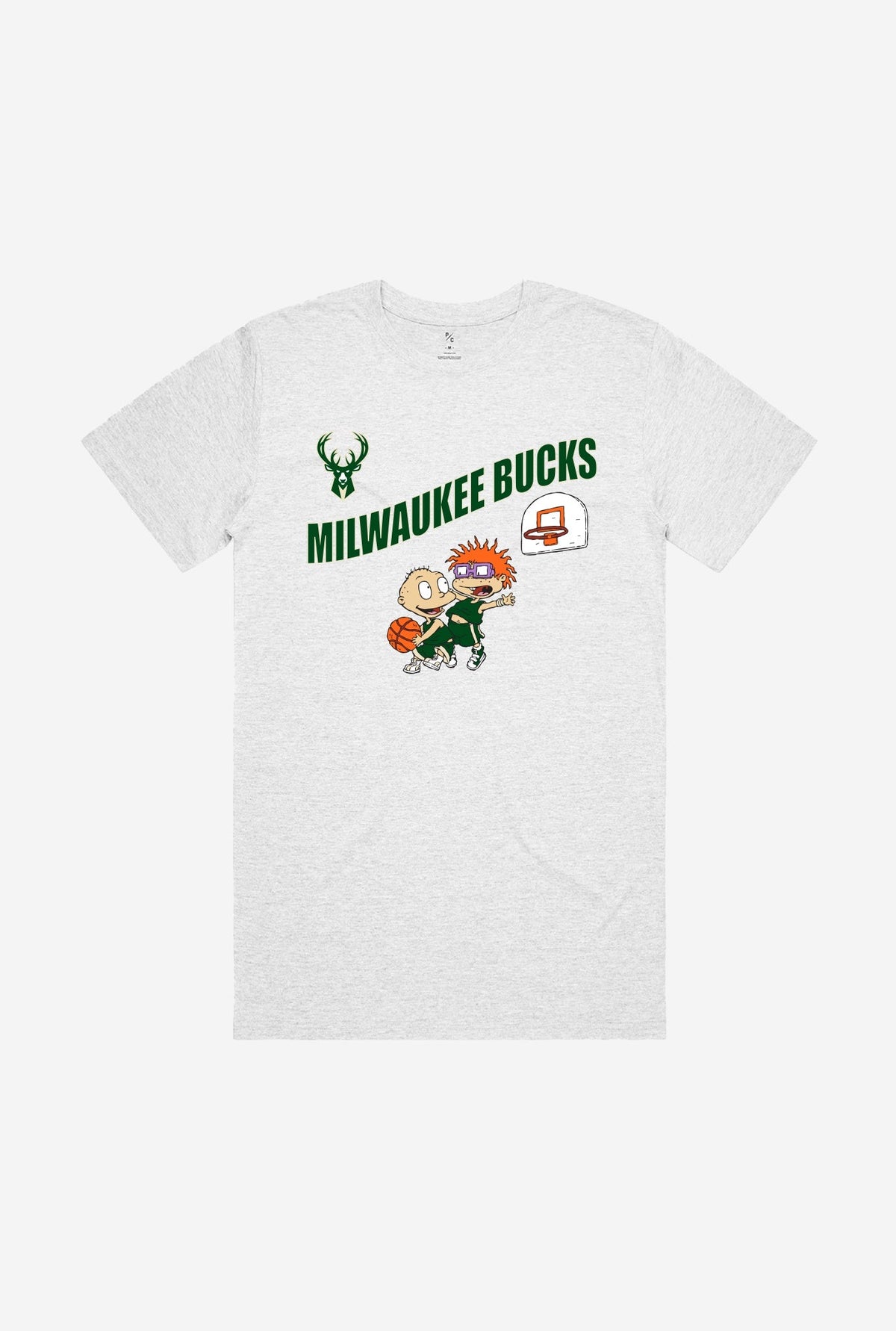 NBA x Rugrats Milwaukee Bucks Tommy/Chuckie T-Shirt - Aschgrau