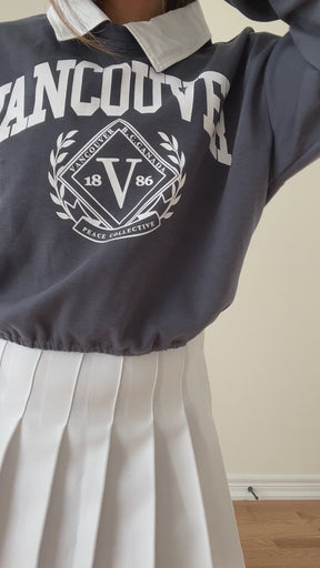 Vancouver Vintage Collar Sweater - Navy