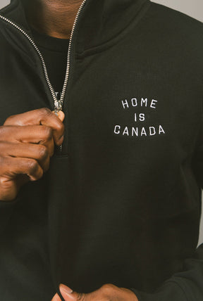 Pullover „Home is Canada“ mit Viertelreißverschluss - Schwarz