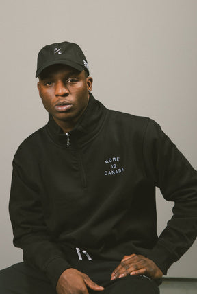 Pullover „Home is Canada“ mit Viertelreißverschluss - Schwarz