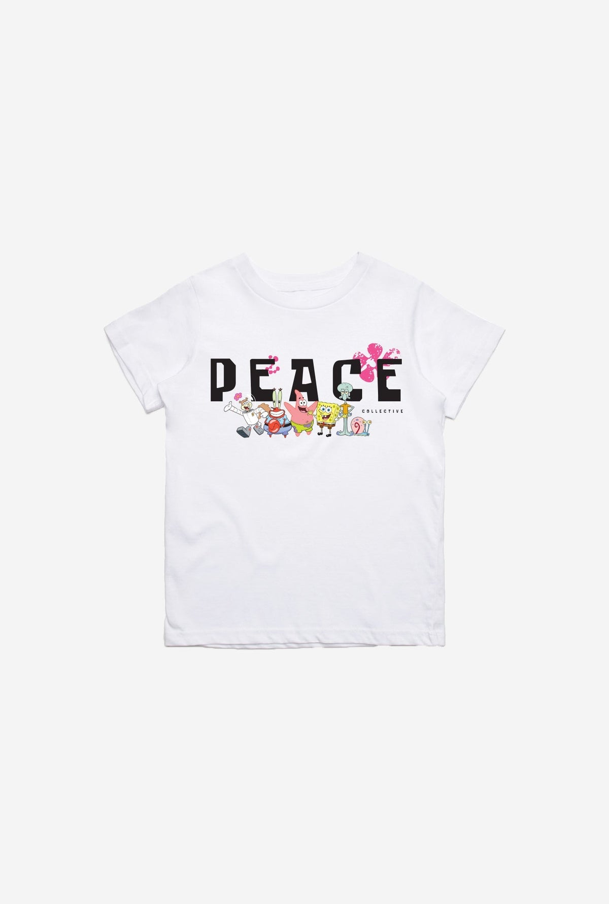 P/C x Spongebob Schwammkopf Peace Kinder T-Shirt - Weiß