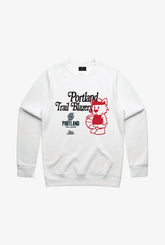 Pull ras du cou mascotte des Portland Trail Blazers - Blanc